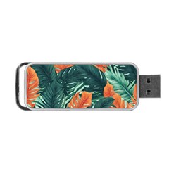 Green Tropical Leaves Portable Usb Flash (one Side) by Jack14