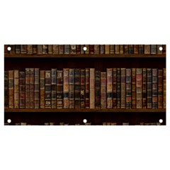 Old Bookshelf Orderly Antique Books Banner And Sign 4  X 2  by Cendanart