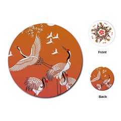 Japanese Crane Painting Of Birds Playing Cards Single Design (round) by Cendanart