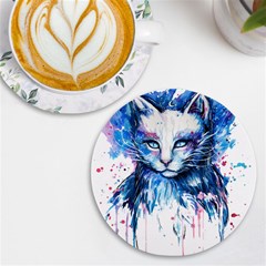 Cat Uv Print Round Tile Coaster by saad11