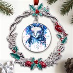 Cat Metal X mas Wreath Holly leaf Ornament Front