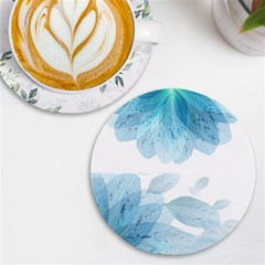 Blue-flower Uv Print Round Tile Coaster by saad11