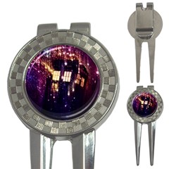 Tardis Regeneration Art Doctor Who Paint Purple Sci Fi Space Star Time Machine 3-in-1 Golf Divots by Cendanart