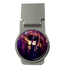 Tardis Regeneration Art Doctor Who Paint Purple Sci Fi Space Star Time Machine Money Clips (round)  by Cendanart