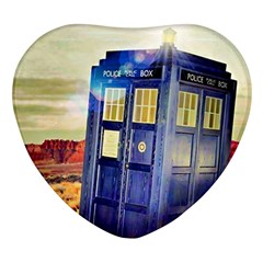 Tardis Wilderness Doctor Who Heart Glass Fridge Magnet (4 Pack) by Cendanart