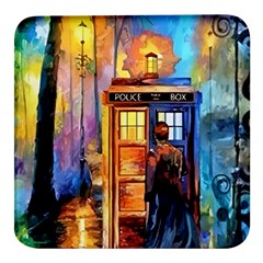 Tardis Doctor Who Paint Painting Square Glass Fridge Magnet (4 Pack) by Cendanart