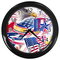 United States Of America Usa  Images Independence Day Wall Clock (black) by Ket1n9