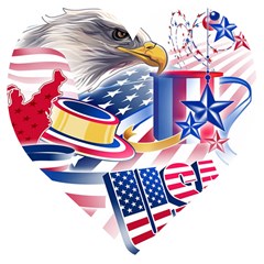 United States Of America Usa  Images Independence Day Wooden Puzzle Heart by Ket1n9