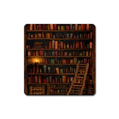 Books Library Square Magnet by Ket1n9