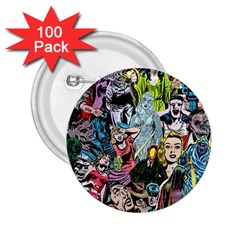 Vintage Horror Collage Pattern 2 25  Buttons (100 Pack)  by Ket1n9