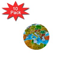 World Map 1  Mini Buttons (10 Pack)  by Ket1n9