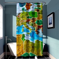 World Map Shower Curtain 36  X 72  (stall)  by Ket1n9