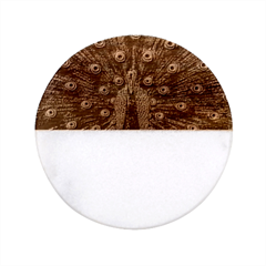 Peacock Classic Marble Wood Coaster (round)  by Ket1n9