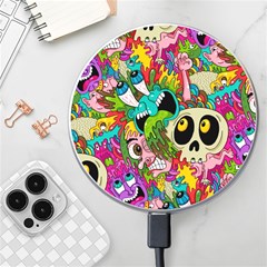 Crazy Illustrations & Funky Monster Pattern Wireless Fast Charger(white) by Ket1n9