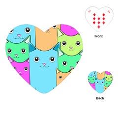 Cat Animals Cartoon Pattern Playing Cards Single Design (heart) by Cendanart