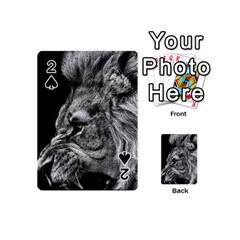 Angry Male Lion Roar Wild Animal Playing Cards 54 Designs (mini) by Cendanart