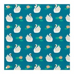 Elegant Swan Pattern With Water Lily Flowers Banner And Sign 3  X 3  by Ket1n9