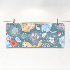 Cute Cat Background Pattern Hand Towel by Ket1n9