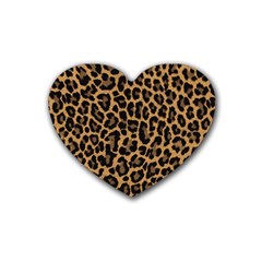 Tiger Skin Art Pattern Rubber Coaster (heart) by Ket1n9