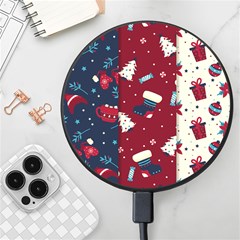 Flat Design Christmas Pattern Collection Art Wireless Fast Charger(black) by Ket1n9