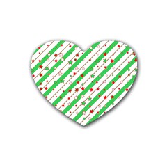 Christmas Paper Stars Pattern Texture Background Colorful Colors Seamless Rubber Coaster (heart) by Ket1n9