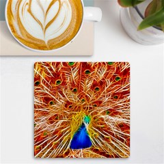 Fractal Peacock Art Uv Print Square Tile Coaster  by Ket1n9