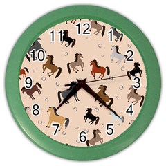 Horses For Courses Pattern Color Wall Clock by Ket1n9