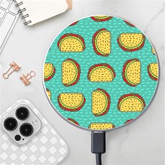 Taco Drawing Background Mexican Fast Food Pattern Wireless Fast Charger(white) by Ket1n9