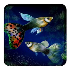 Marine Fishes Square Glass Fridge Magnet (4 Pack) by Ket1n9