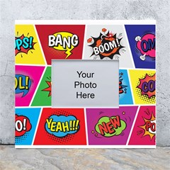 Pop Art Comic Vector Speech Cartoon Bubbles Popart Style With Humor Text Boom Bang Bubbling Expressi White Wall Photo Frame 5  X 7  by Hannah976