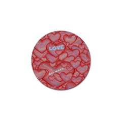 Love Hearts Valentine Red Symbol Golf Ball Marker (4 Pack) by Paksenen