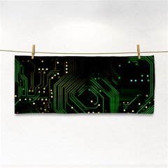 Circuits Circuit Board Green Technology Hand Towel by Ndabl3x