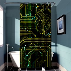 Circuits Circuit Board Yelow Shower Curtain 36  X 72  (stall)  by Ndabl3x