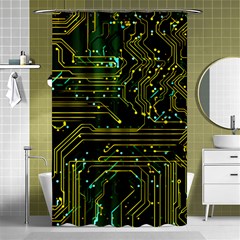 Circuits Circuit Board Yelow Shower Curtain 48  X 72  (small)  by Ndabl3x