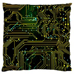 Circuits Circuit Board Yelow Standard Premium Plush Fleece Cushion Case (one Side) by Ndabl3x