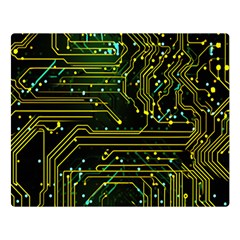 Circuits Circuit Board Yelow Two Sides Premium Plush Fleece Blanket (large) by Ndabl3x