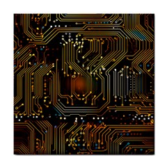 Circuits Circuit Board Orange Technology Tile Coaster by Ndabl3x