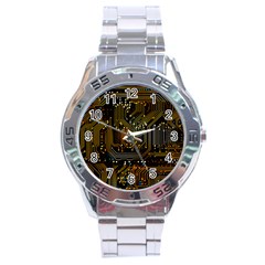 Circuits Circuit Board Orange Technology Stainless Steel Analogue Watch by Ndabl3x