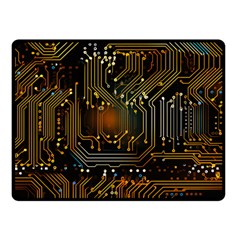 Circuits Circuit Board Orange Technology Two Sides Fleece Blanket (small) by Ndabl3x