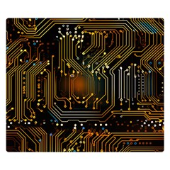 Circuits Circuit Board Orange Technology Two Sides Premium Plush Fleece Blanket (small) by Ndabl3x