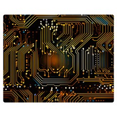 Circuits Circuit Board Orange Technology Premium Plush Fleece Blanket (medium) by Ndabl3x