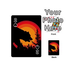 Forest Bear Silhouette Sunset Playing Cards 54 Designs (mini) by Cendanart