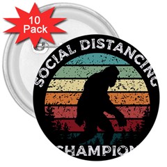 Monster Yeti Social Distance Monkey 3  Buttons (10 Pack)  by Cendanart