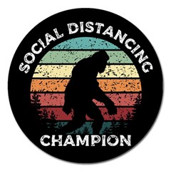 Monster Yeti Social Distance Monkey Magnet 5  (round) by Cendanart