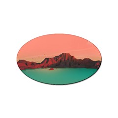 Brown Mountain Illustration Sunset Digital Art Mountains Sticker (oval) by Cendanart