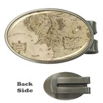 Retro Vintage Gray Map Middle Earth Money Clips (Oval)  Front