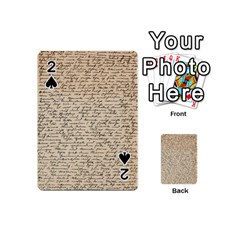 Close Up Photo Of Black Text Old Handwriting Leave Old Script Playing Cards 54 Designs (mini) by Cendanart