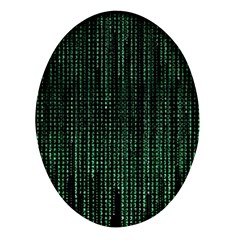 Green Matrix Code Illustration Digital Art Portrait Display Oval Glass Fridge Magnet (4 Pack) by Cendanart