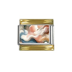 Abstract Pastel Waves Organic Gold Trim Italian Charm (9mm) by Grandong