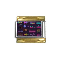 Colorful Sound Wave Set Gold Trim Italian Charm (9mm) by Bedest